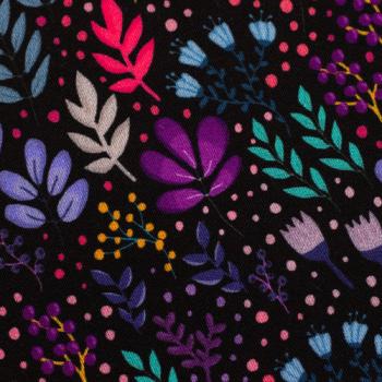 Viskose Wildflowers  Blüten auf Schwarz von Emjo-Design  by Swafing